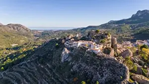 Costa Blanca Prints: Aerial drone photo of the Spanish mountain town named El Castell de Guadalest