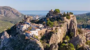 Costa Blanca Prints: Aerial drone photo of the Spanish mountain town named El Castell de Guadalest