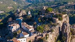 Costa Blanca Prints: Aerial drone photo of the Spanish mountain town named El Castell de Guadalest
