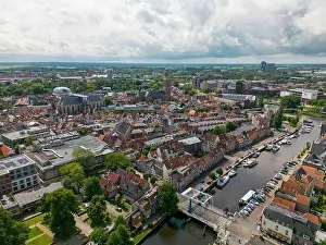 Overijssel Prints: Aerial drone photo of Zwolle, a city in Overijssel the Netherlands