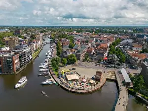 Overijssel Prints: Aerial drone photo of Zwolle, a city in Overijssel the Netherlands