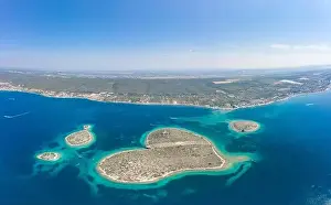 Heart Shape Prints: Aerial drone shot of heart-shaped island Galesnjak in Dalamatia Croatia