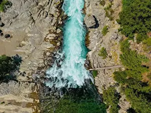 Rafting Prints: Aerial drone shot of Koprucay river from Koprulu Canyon in Manavgat, Antalya, Turkey