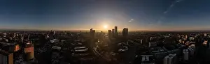 Deansgate Square Prints: Aerial drone shot across Manchester shot from the west looking east at Deansgate Square
