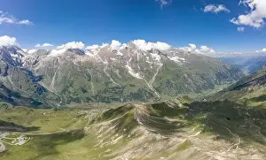 Tirol Prints: Aerial drone shot of mountain range in Grossglockner in Austria Summer