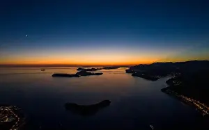 Dalmatian Coast Prints: Aerial drone shot of post sunset over Adriatic sea view from Babin Kuk hill in Dubrovnik Croatia summer