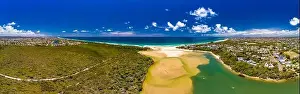 Sunshine Coast Prints: Aerial drone view of beach and Currimundi Lake