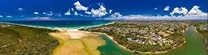 Sunshine Coast Prints: Aerial drone view of beach and Currimundi Lake