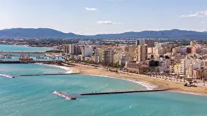 Aerial drone view on the coastal town of Vinaros in the province of Castellon