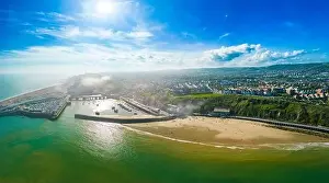 Folkestone Prints: Aerial drone view of the english coast in Folkestone, Kent