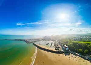 Folkestone Prints: Aerial drone view of the english coast in Folkestone, Kent