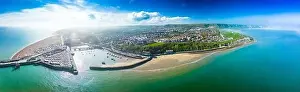 Folkestone Prints: Aerial drone view of the english coast in Folkestone, Kent