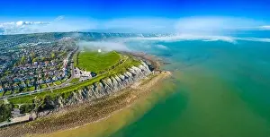 Folkestone Prints: Aerial drone view of the english coast in Folkestone, Kent