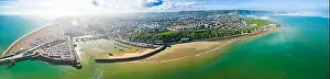 Folkestone Prints: Aerial drone view of the english coast in Folkestone, Kent