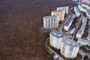 City Landscape Prints: Aerial drone view of flat of blocks