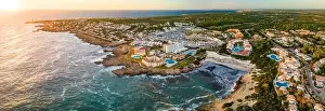 Lighthouse Prints: Aerial drone view of the harbor