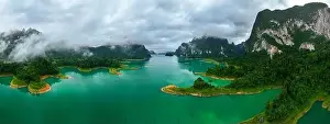 Khao Prints: Aerial drone view of island on the lake