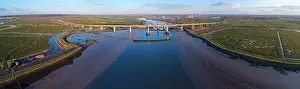 Highways Prints: Aerial drone view of Kingsferry Bridge or Sheppey Crossing