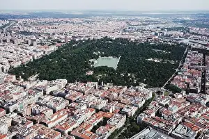 Megapolis Prints: From above aerial drone view shot of city with dense infrastructure