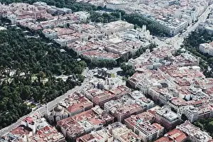 Megapolis Prints: From above aerial drone view shot of city with dense infrastructure in Madrid, Spain