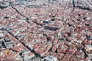 Megapolis Prints: From above aerial drone view shot of city with dense infrastructure in Madrid, Spain