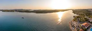 Sunset Island Prints: Aerial drone view of sunset over Kornati islands near the Sibenik city
