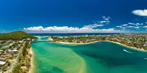 Gold Coast Prints: Aerial drone view of Tallebudgera Creek and beach on the Gold Coast, Queensland, Australia