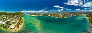 Gold Coast Prints: Aerial drone view of Tallebudgera Creek and beach on the Gold Coast, Queensland, Australia