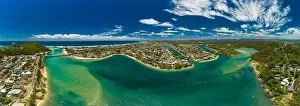 Gold Coast Prints: Aerial drone view of Tallebudgera Creek and beach on the Gold Coast, Queensland, Australia