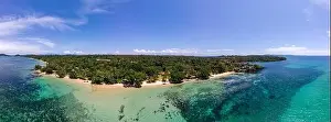 Koh Mak Prints: Aerial drone view of the tropical Island of Koh Mak Thailand with blue ocean and white beach