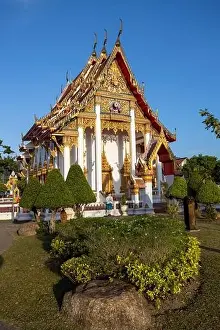Chalong Prints: Aerial drone view of Wat Chalong a Thai buddhist temple located in Phuket, Thailand