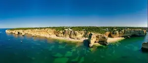 Marinha Prints: Aerial drone views of Praia da Marinha and Malhada do Baraco - beaches in Algarve