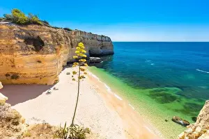 Marinha Prints: Aerial drone views of Praia da Marinha and Malhada do Baraco - beaches in Algarve