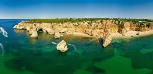 Marinha Prints: Aerial drone views of Praia da Marinha and Malhada do Baraco - beaches in Algarve