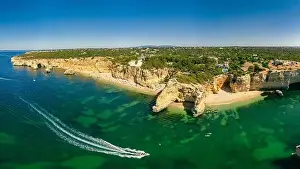 Marinha Prints: Aerial drone views of Praia da Marinha and Malhada do Baraco - beaches in Algarve