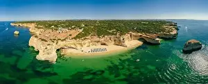 Marinha Prints: Aerial drone views of Praia da Marinha and Malhada do Baraco - beaches in Algarve