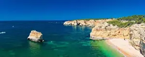 Marinha Prints: Aerial drone views of Praia da Marinha and Malhada do Baraco - beaches in Algarve
