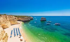 Marinha Prints: Aerial drone views of Praia da Marinha and Malhada do Baraco - beaches in Algarve