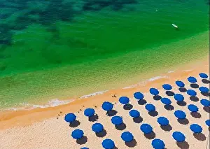 Marinha Prints: Aerial drone views of Praia da Marinha and Malhada do Baraco - beaches in Algarve