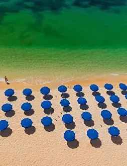 Marinha Prints: Aerial drone views of Praia da Marinha and Malhada do Baraco - beaches in Algarve