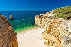 Marinha Prints: Aerial drone views of Praia da Marinha and Malhada do Baraco - beaches in Algarve