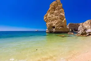 Marinha Prints: Aerial drone views of Praia da Marinha and Malhada do Baraco - beaches in Algarve