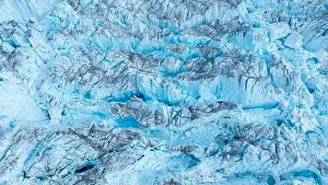 Blue Ice Prints: Aerial of the Eqi glacier, Western Greenland, Denmark, Polar Regions