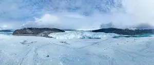 Blue Ice Prints: Aerial of the Eqi glacier, Western Greenland, Denmark, Polar Regions