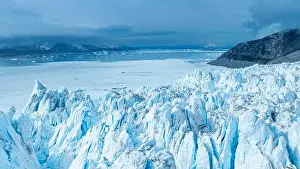 Environmental Science Prints: Aerial of the Eqi glacier, Western Greenland, Denmark, Polar Regions