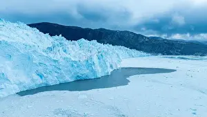 Blue Ice Prints: Aerial of the Eqi glacier, Western Greenland, Denmark, Polar Regions