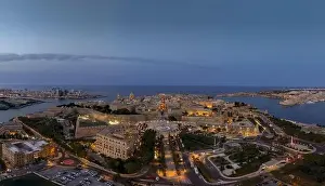 Sightseeng Prints: Aerial evening cityscape about the capitol of Malta Valetta city