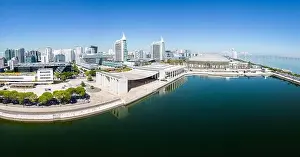 Cable Car Prints: Aerial footage of Park of The Nations in Lisbon (Parque das Nações)