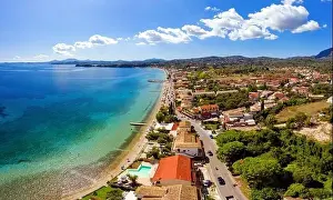 Ionic Prints: Aerial of greek mediterranean resort town