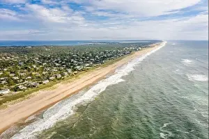 Looking East Prints: Aerial image of Amagansett and the beach, looking east towards Montauk, NY